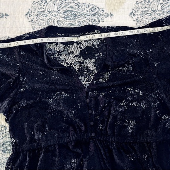 Torrid Black Lace Midi Dress Size 2 Whimsigoth Fairycore Sheer Gothic Romantic - Picture 7 of 11